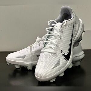 NEW NIKE MIKE TROUT BASEBALL CLEATS MENS 12.5 MOLDED WHITE BLACK TRAVEL BALL